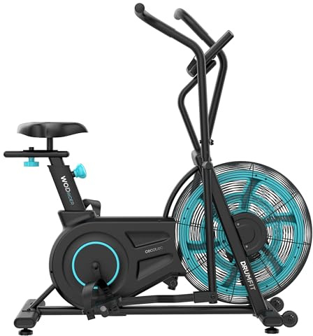Cecotec Bicicleta de Aire Drumfit WOD Rider 2000 Eolo PRO. Ventilador 480mm, Resistencia Progresiva, Pantalla LCD Completa, Medidor de Pulso Integrado, Compatible APP Mambo, hasta 135kg
