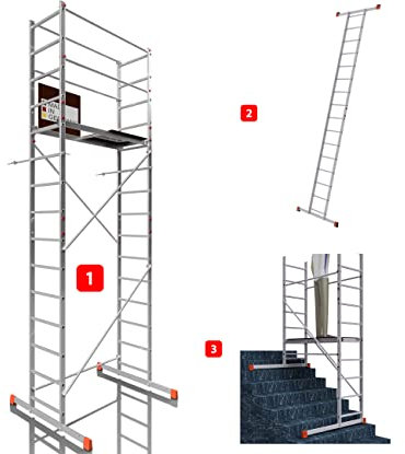 ALTEC AluCombine® 3.0-500 | 5m | Alu Standgerüst mit Traverse und Wandanker | Baugerüst Arbeitsbühne Montagegerüst Anlegeleiter Treppengerüst