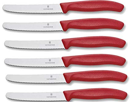 Victorinox Classic Set di 6 coltelli da Pomodoro, Polipropilene, Colore: Rosso