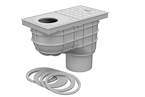 Scarico per grondaia, scatola di scarico, cassetta per la pioggia, DN-110, grigio (325 As)