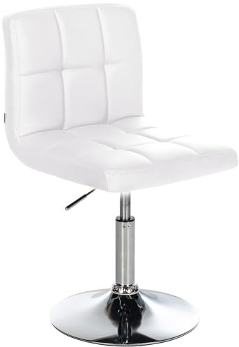 CLP Drehstuhl Palma V2 Mit Hochwertiger Polsterung Und Kunstlederbezug I Höhenverstellbarer Esszimmerstuhl Mit Metallgestell In Chrom-Optik, Farbe:weiß