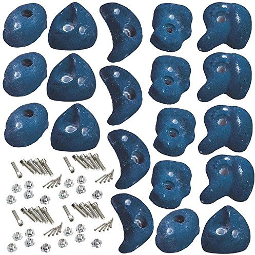 Garden Games 20 Pack of Premium Climbing Holds High Grip Steel Reinforced Polyresin with Stainless Steel Fixings (Blue, 20)