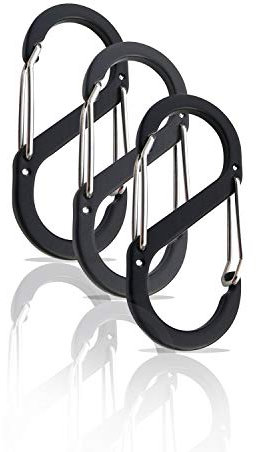 S Karabiner Klein - Schlüsselanhänger Mit Doppelöffnung - Mini Karabiner Set - Carabiner - 3 Stück Schwarz (25 x 23 mm)