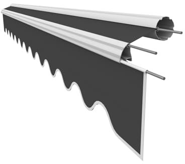 VANA Markisenstoff mit Volant für 3 x 2,5 m Markisen Ersatzstoff Markisentuch Bespannung Sonnenschutz fertig genäht Maß Tuch 2,82 x 2,5 m Volant 2,82 x 0,21 m Design SPD016