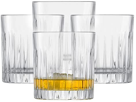 SCHOTT ZWIESEL Vaso para whisky Stage (set de 4), vaso recto para whisky con relieve, vasos de cristal aptos para lavavajillas (art. nº 121879)