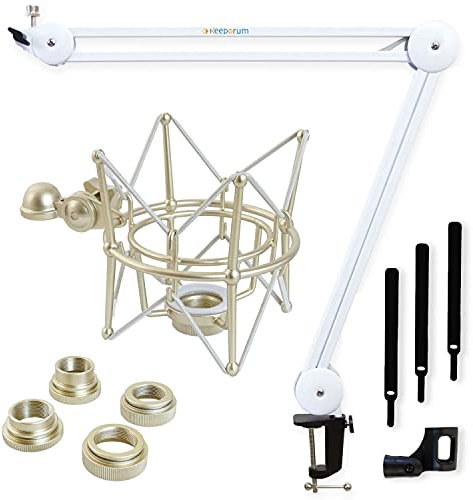 keepdrum MS138 WH Mikrofonarm Weiss + MS090 Spinne für verschiedene Mikrofone