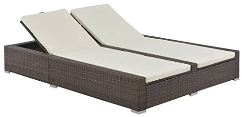 INLIFE Doppel-Sonnenliege Poly Rattan Braun