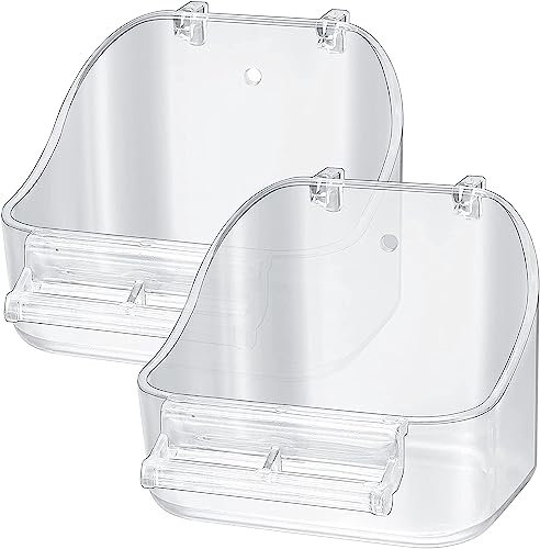 QOOSIKICC 2 Pezzi Vasca da Bagno per Uccelli Sospesa, Scatola da Bagno per Uccelli, Gabbia per Pappagalli Accessorio per Pappagallo Parrocchetto