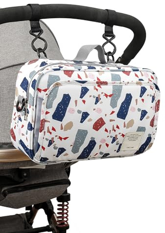 Baby barnvagnsorganisatör, universell barnvagnsförvaringspåse, stor kapacitet blöja organisatör förvaring väska med axelrem barnvagn för leksaker, blöjor