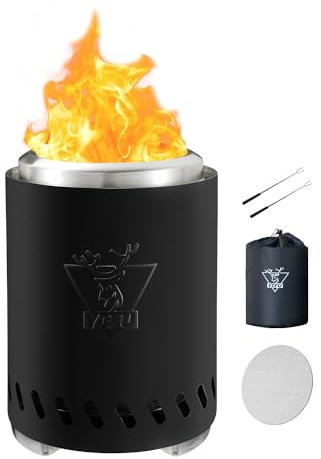 YEFU Fogón de Mesa de 9.7 x 7.1 Pulgadas, Estufa de Campamento de bajo Humo para Exteriores y Patio, alimentada por pellets o Madera, Chimenea de Mesa de combustión Segura, con Bolsa de Viaje, 2 Mini