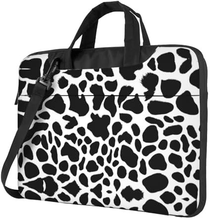 YYHWHJDE Kuhfell-Aufdruck, modische und ultradünne Schultertasche, superweiches Futter, Schwarz , 13 inch