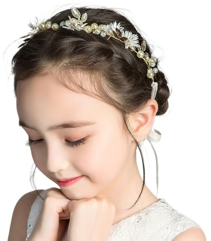 Couronne cheveux fleurs avec perles, couronne cheveux florale, guirlande fleurs roses, bandeau cheveux pour femmes et filles, décoration cheveux mariage