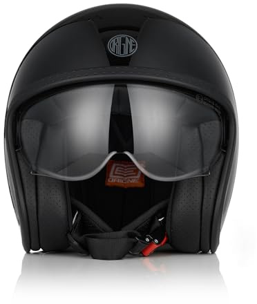ORIGINE Casco moto Jet Casco da scooter con visiera omologata ECE 22-06 (STICKY GLOSS BLACK, L)