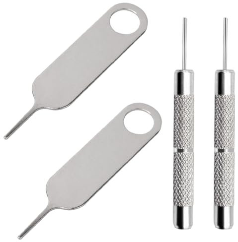 AYWFEY 4 Pcs SIM Card Removal Openning Tool Tray Eject Pins Needle Opener Ejector Compatible with All iPhone Apple iPad HTC Samsung Galaxy Cell Phone Smartphone Watchchain Link Remover (Style C)