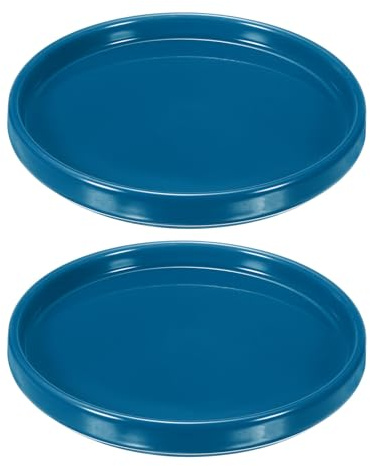 M METERXITY 2er-Pack Keramik-Blumentopf-Untersetzer, 5,4 Zoll OD Runde Pflanzentopf-Untersetzer Blumentopf-Untersetzer für den Innen- und Außenbereich, Keramik-Abtropfschale [Blau]