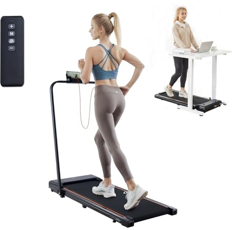 VEVOR Tapis de Course sous Bureau, Tapis de Marche Pliable et Portable, 2,5 HP, Vitesse 1-10 km/h, Capacité de Charge 120 kg, avec Poignée, Télécommande et Écran LED, pour Maison, Bureau, Gym