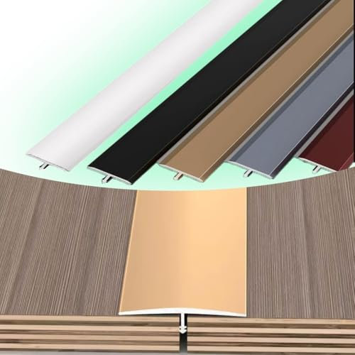 QSPNVFB T-Profil Aluminium Übergangsleiste Für Boden Laminat, Parkett Abdeckleiste Für Bodenlücken, Türschwelle Reducer Trennstreifen Metall(Black,W 3.3 cm (1 1/4))