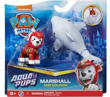 Coffret pour Pat Patrouille Aqua : Chien Marcus et Son Dauphin et 1 Carte Offert - Set Figurine - Chien - mer