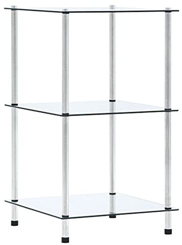 Xichuzi Regal mit 3 Ablagen Transparent 40x40x67 cm Hartglas, Regal Zimmer, Bookshelf, Leiterregal, Standregal, Wandregal, Aktenregal, DVD Regal