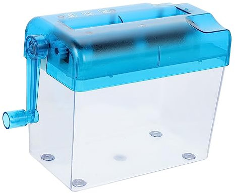 OFFSCH Manueller Aktenvernichter A6 Kleiner Hand Schredder Verschleißfest Blau Desktop Schreibtisch Büro Schule Zuhause
