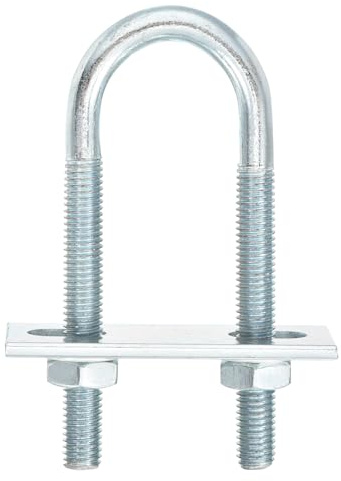 QUARKZMAN 8Pcs Pernos en U Redondos M8, Ancho Interior de 25mm, Longitud de 90mm Perno de Abrazadera en U con Tuercas y Placas, de Acero al Carbono para Reparación Tuberías y Industriale