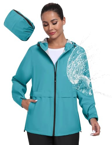 MoFiz Chaquetas Impermeables Mujer Chaqueta Chubasquero Plegable Ligero Cortavientos Impermeable para Ciclismo Acampada Trekking Viajes Senderismo