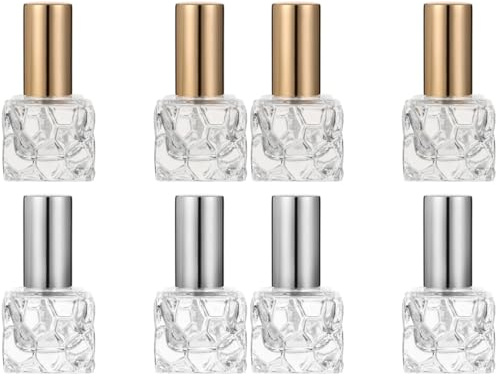 minkissy 8Pcs Refillable Glass Perfume Spray Bottles Fine Mist Atomizers for Perfume Reusable Travel Spray Bottles for Fragrance Empty Dispensers for Handbag Pocket
