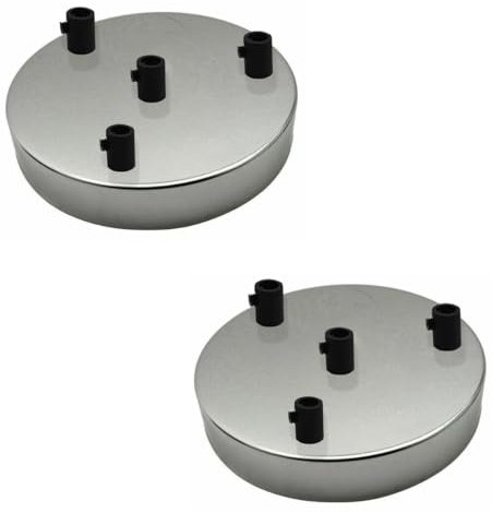 2 Pack 4 Outlets Ceiling Rose Pendant Light Fitting 120mm Metal Chrome Cover Plate Canopy Kit with Accessories for Chandelier Hanging Lights and Wall Lamp