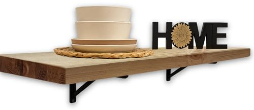 MKGT Rustic Folding Wall Mounted Breakfast Bar Table – Space Saving Fold Down Shelf Desk with Heavy Duty Brackets for Kitchen & Small Spaces (Rustic Pine, 100cm)