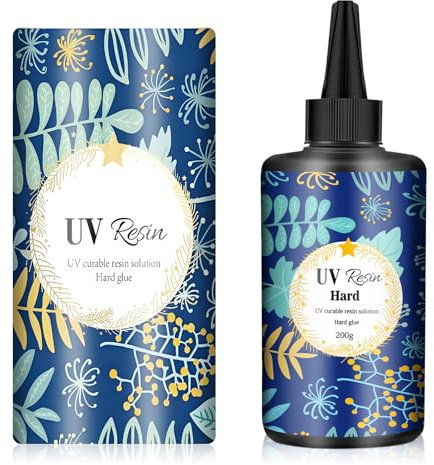 Kizaten Resinas UV 200g,Resinas UV Dura,Resina Epoxi Transparente para Moldes/Joyas Colgantes Aretes Pulseras/Manualidades DIY,Curado Rápido