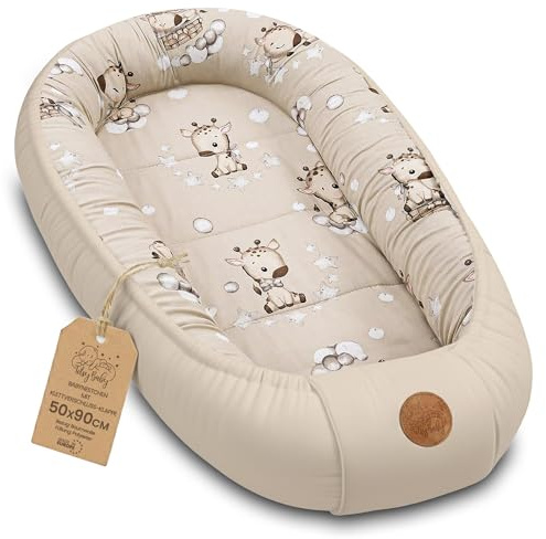 Riduttore lettino neonato - 90x50 cm baby nest trasportabile per neonati nido culla pod cocoonababy babynest antisoffoco Giraffe