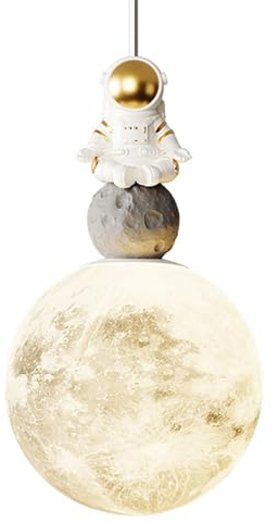 Lámpara Colgante Moderna de Techo con Diseño de Astronauta Y Planeta Impreso En 3D de Luna LED para Habitación Infantil Habitación de Niños Dormitorio de Niñas Mesita de Noche Guardería