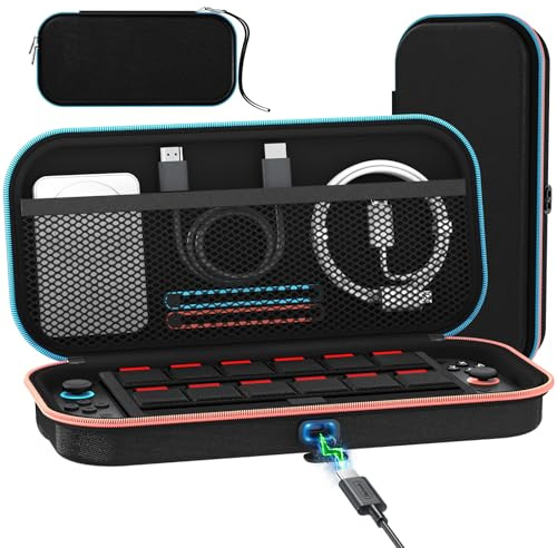 ivoler Pochette de Transport avec [Trou de Charge] pour Console Nintendo Switch 2 (2025), Étui Housse de Protection de Voyage avec Ouverture de Câble de Charge, Contient 12 Cartes de Jeu – Noir