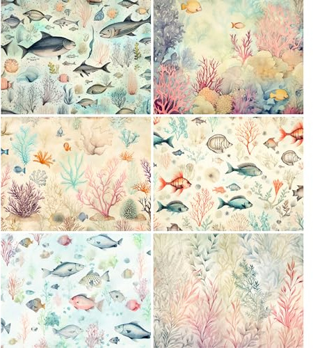 Fische im Meer Reispapier, 21 x 27 cm, Decoupage-Papier-Design für Möbel, gemischte Medien, Karten & Handwerk, Decoupage von CRAFT KREATIVELY