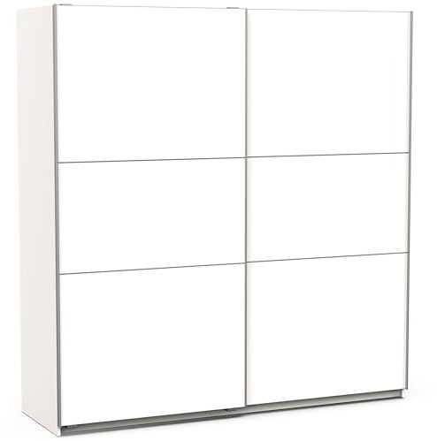 Miroytengo Armario Moderno Dormitorio con 2 Puertas Correderas y Barra para Perchas en Blanco Mate 203x195 cm