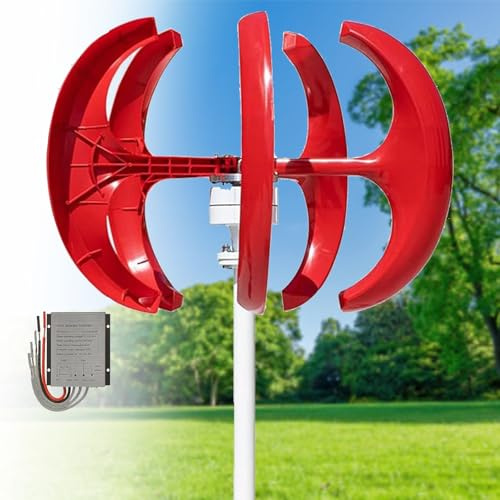 Generatore Eolico Verticale da 16000 W - Uscita 12 V/24 V/48 V, Design aerodinamico a 3 Pale, Regolazione Automatica del Vento, Ideale per Barche, Case mobili, Gazebo (Bianco, 12 V)