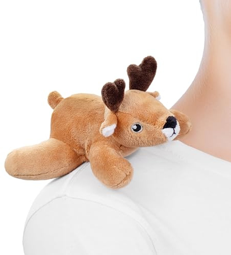 Zappi Co Shoulder Mates Deer Plush Magnet Stuffed Animal Toy, Fancy Dress Costume Accessory Shoulder Pals, Cute Plushies Gift for Kids & Teens