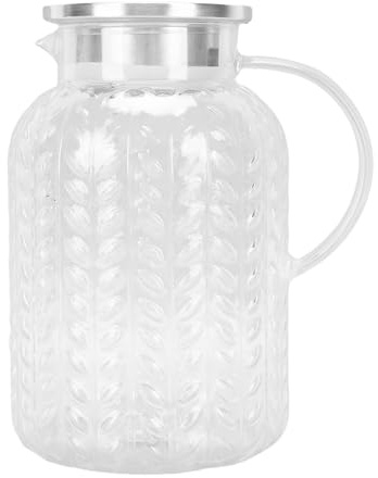 Nikou Pichet à eau transparent résistant à la chaleur, capacité idéale, motif de feuille en acrylique, pichet à thé glacé pour boisson au café