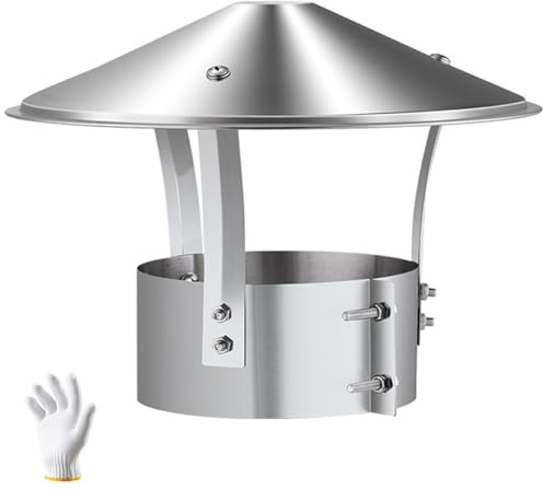 Chapeau de Cheminée, 75-315mm Hotte d'aération en Acier Inoxydable, Chapeau de Pluie de Toit, Conique Chapeaux de Pluie et de Neige, Couvercle de Trou de Cheminée(90mm/3.5in)