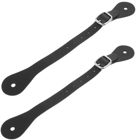 WOONEKY Correas de Espuelas de Cuero Ajustables Negras para Botas de Montar Ecuestres, 2 Piezas Duraderas para Equitación al Aire Libre, Accesorios Esenciales para Montar a Caballo Estilo