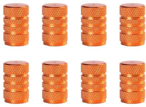 Autoreifen-Ventilkappen, Universelle Reifenventilkappen, 8er-Pack, Mehrfarbig(Type A - Orange)