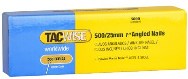 Tacwise 0824 Clavos Brad Angulares Galvanizados 18G / 25 mm, Caja de 5000 | Inclinación de 26°, Equivalentes al Tipo 500, Incluye Clavos 500 (18G) / 25 mm
