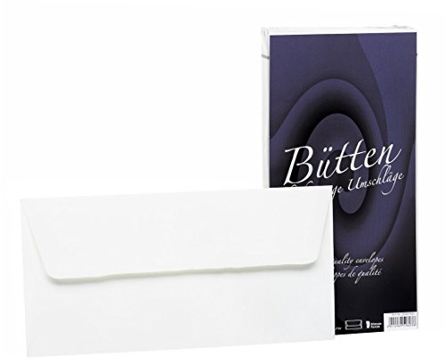 Rössler - Bütten Kuvert DIN lang 25 Stück Weiß | Briefumschläge ohne Fenster DIN lang für Briefpapier, Einladungen, Glückwunsch- und Hochzeitskarten