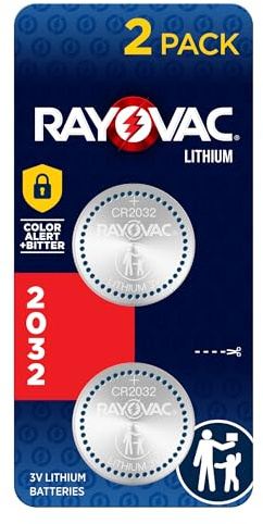 Rayovac CR2032 3V Batteries, 3 Volt Battery Lithium Coin, 2 Count