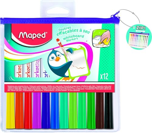 Maped 741817 Whiteboard-märkpennor peps, 12 fack med dragkedja