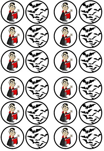 24 Vampire #2 Halloween Spooky Edible Wafer Paper Cupcake Toppers/Decorations