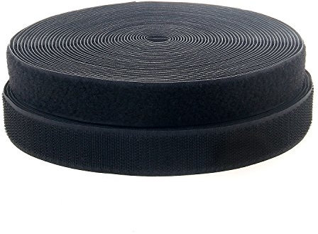 TUKA Cinta de Gancho y Bucle 12m x 20mm Para Coser, No Autoadhesivas, Negro TKB5002