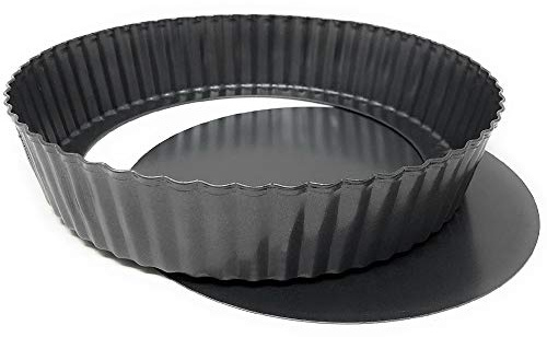 MGE - Molde de Horno Rizado Alto con Base Extraíble - Molde Profundo para Quiche y Tarta - Molde para Tartaletas, Tartas, Quiche - Bandeja Estriada con Base Desmontable Antiadherente - 26 cm