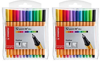 STABILO Fineliner Point 88 Mini mit 12 (12er Pack | 2 Stück)