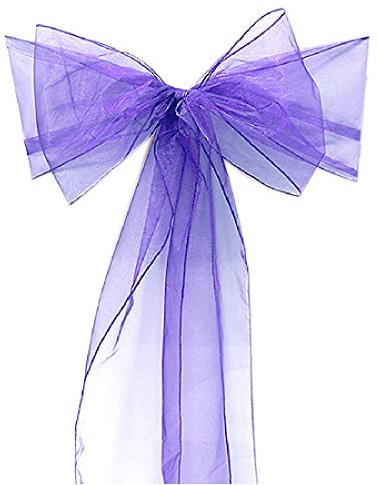 BigBigShop 10 Stück Organza Stuhl Band Schleife, Stuhlhussen Stuhl Schärpe, Organza Schleifenband für Hochzeit Party Dekoration (Lila)